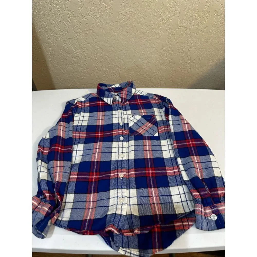 Justice Size 6 flannel shirt in blue and red
